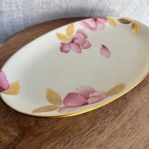 Vintage 90s Lenox Royal Blossom Oval Serving Relish Dish Pink Floral‎ Gold Trim